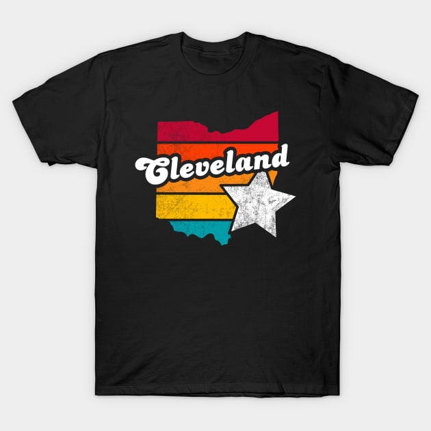 Cleveland Ohio Vintage Distressed Souvenir T-Shirt by NickDezArts